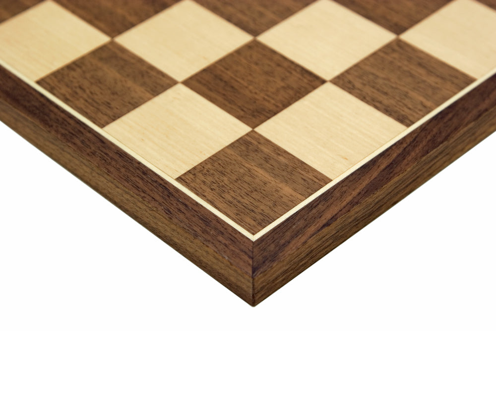 15.75" Spanish Walnut and Maple Chess Board - Official Staunton™